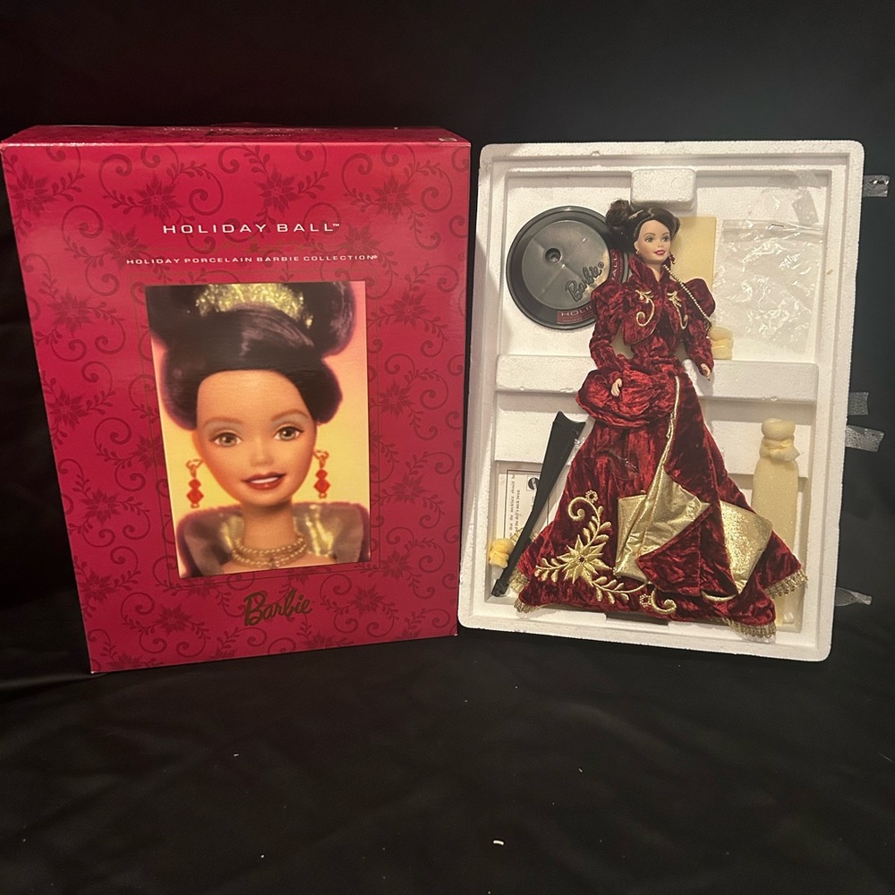 Barbie Holiday Ball Doll in Rich Red and Gold Ensemble